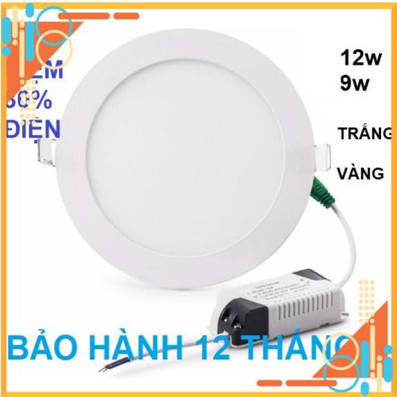 CAO CẤP Bóng đèn led âm trần 9W 12W tròn TIẾT KIỆM 80% ĐIỆN NĂNG (Ánh Sáng Trắng / Vàng) tặng kèm tăng phô + pat gắn