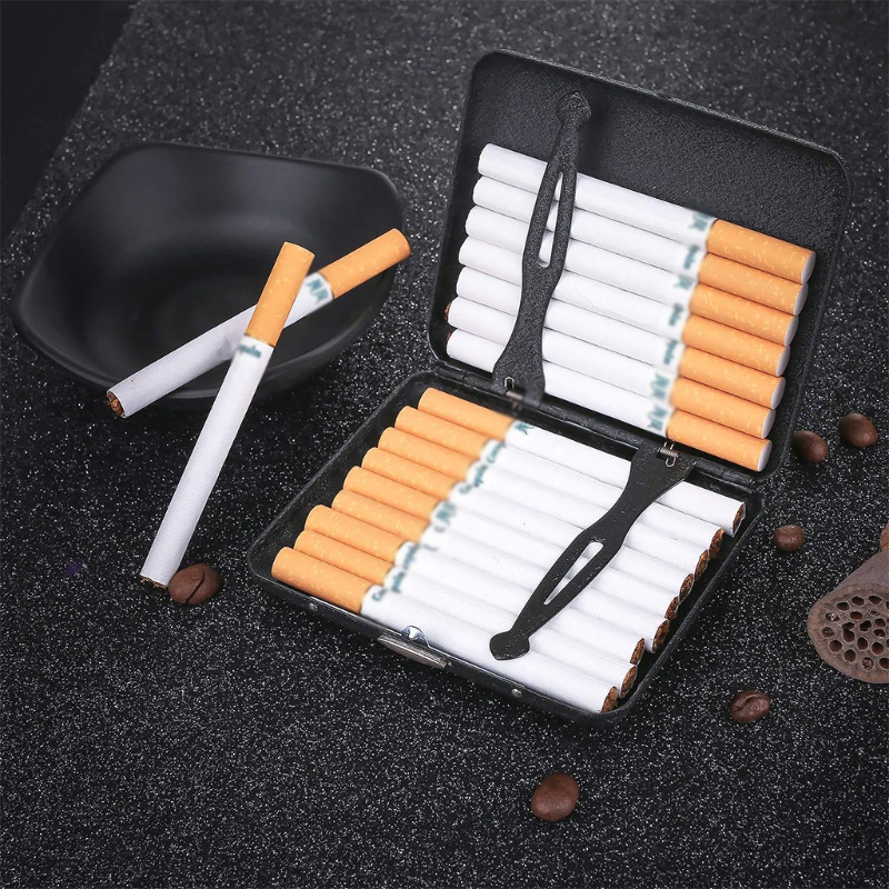 Vonl black matte cigarette for case metal clamshell cigarette box for creative cigare