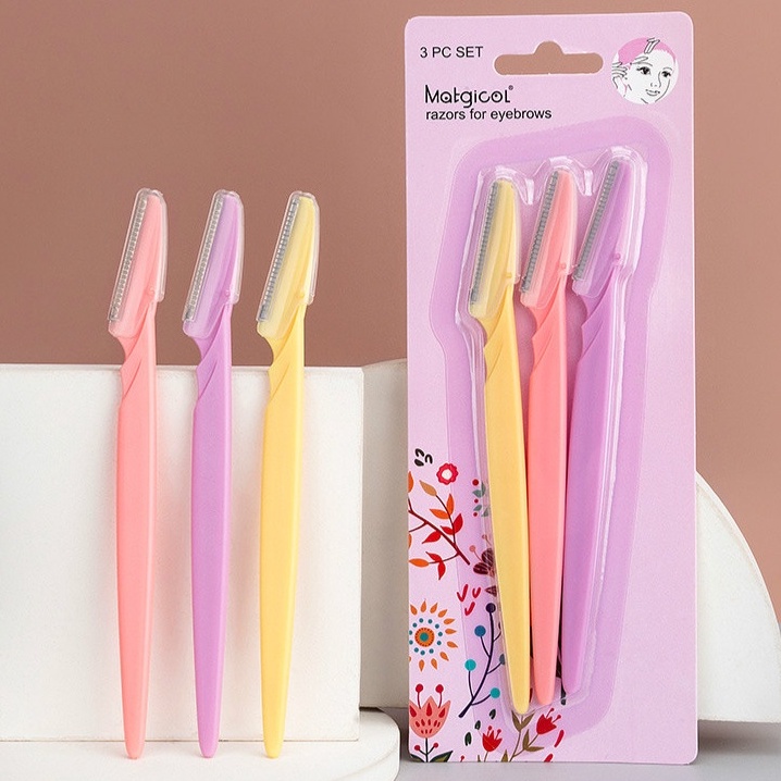 Set 3 Dao Cạo Lông Mày Bằng Thép Không Gỉ Tiện Dụng