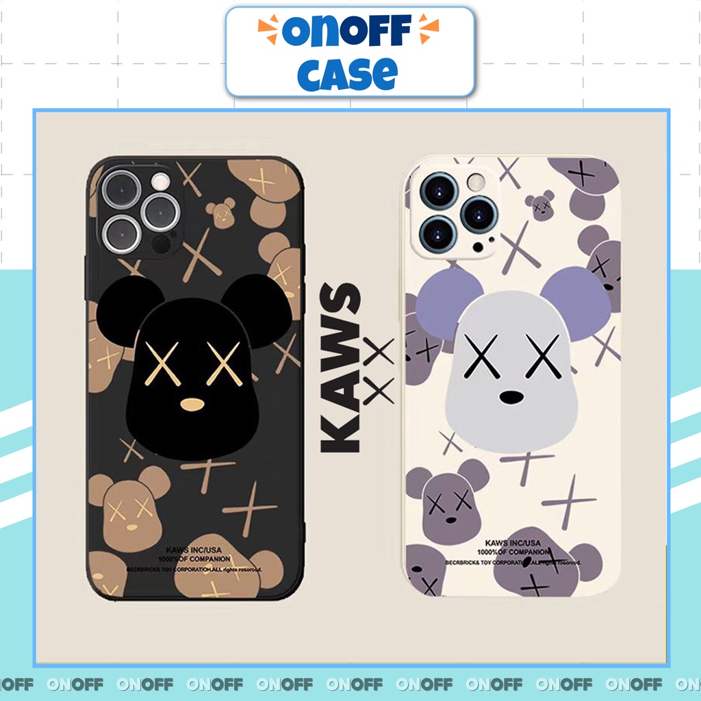 Ốp Lưng Kaws Trắng Đen Iphone Viền Vuông BVC Cho Điện Thoại Iphone 6/6s/7/8/plus/X/Xs/Xsmax/11/12/13/pro/promax.........