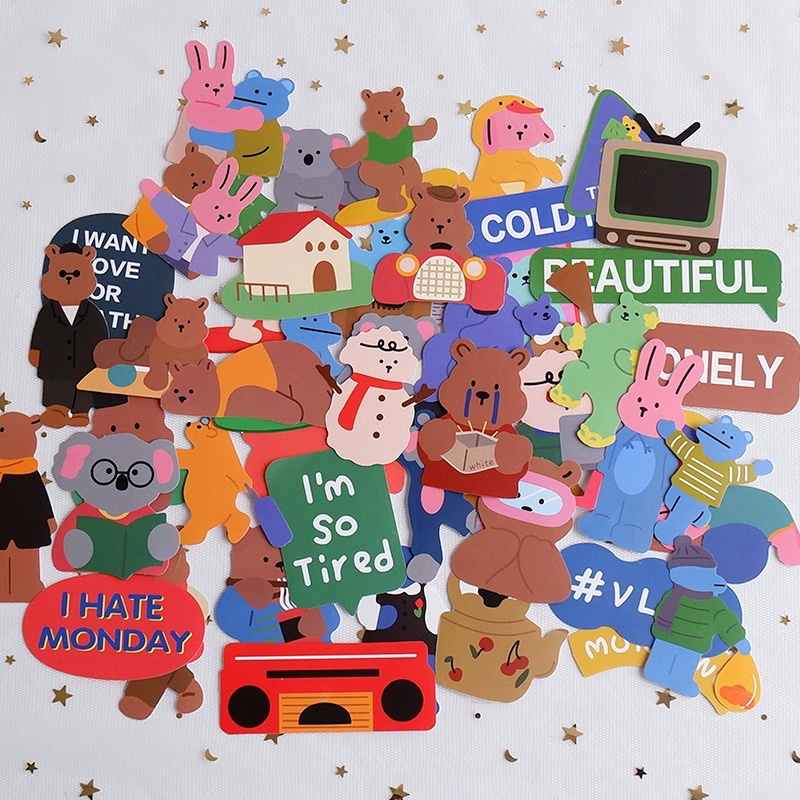 Set 50pcs stickers nhựa lớn dán máy tính ipad vali trang trí