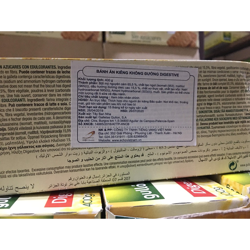 Bánh quy GULLON ăn kiêng không đường DIGESTIVE  400G | BigBuy360 - bigbuy360.vn