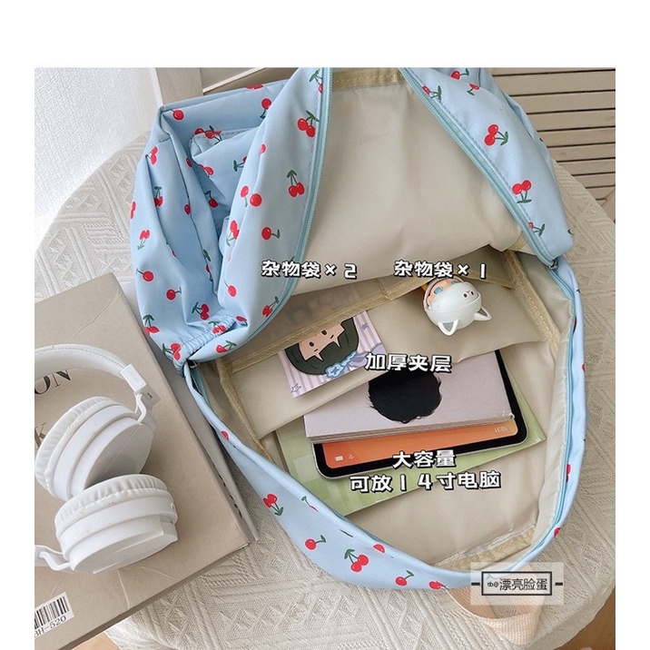 Ba lô nữ cherry ulzzang hàn quốc balo vải xinh xắn học sinh viên trend và trẻ trung