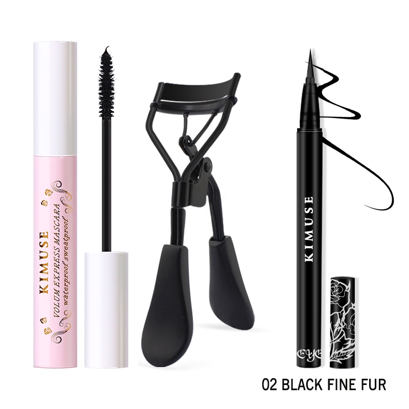 Bộ 3 Sản Phẩm KIMUSE Gồm Mascara + Bút Kẻ Mắt + Dụng Cụ Bấm Cong Lông Mi Tiện Lợi