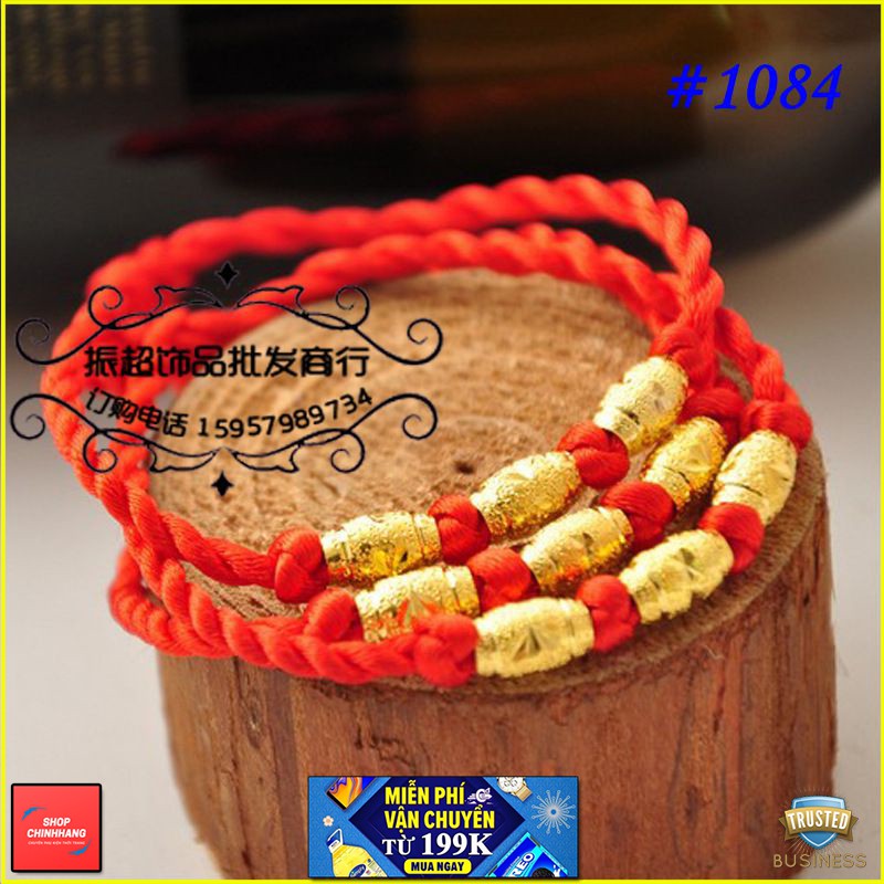 VÒNG TAY THỜI TRANG CHỈ ĐỎ MIX 3 ĐỐT XI VÀNG SH1084