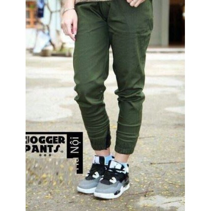 SUPER SALE . Quần Jogger KaKi Có Dây Kéo Cá Tính Nam Nữ . .