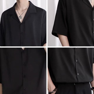 Áo sơ mi tay ngắn nam nữ form rộng - kiểu sơ mi cổ vest unisex Hàn Quốc, chất vải lụa dãn TF4