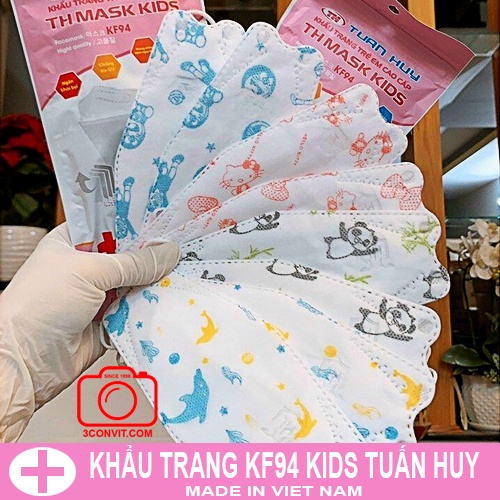 Túi 10 chiếc khẩu trang trẻ em 4D KF94 Tuấn Huy