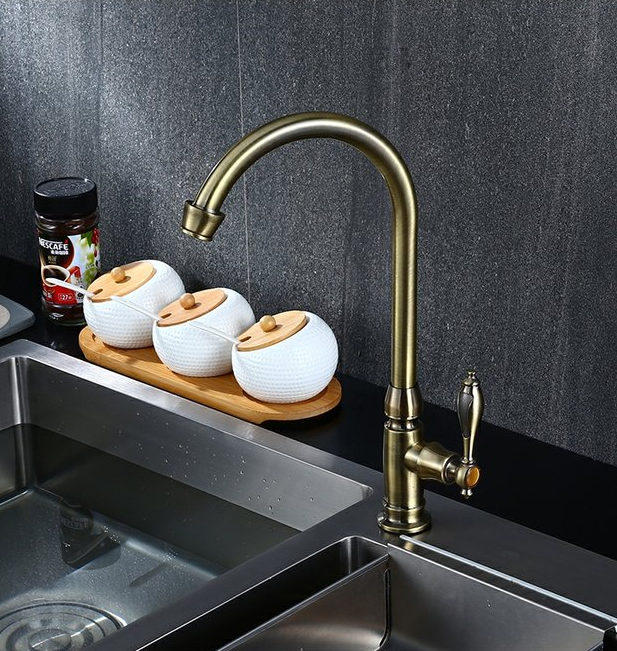 Vòi Nước Bồn Rửa Chén Bằng Đồng Thau Phong Cách Cổ Điển