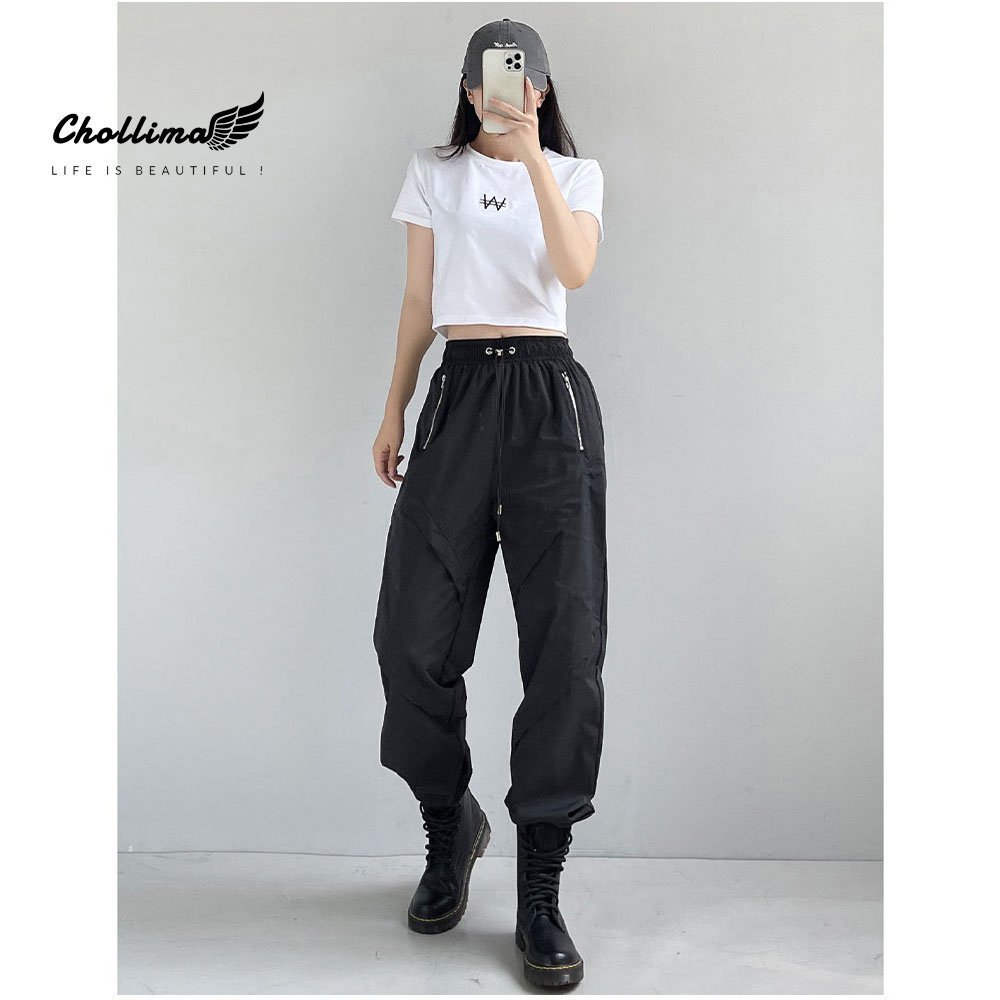 Áo thun croptop tay lỡ Chollima thêu chữ W chất vãi dày dặn co giãn 4 chiều AT454