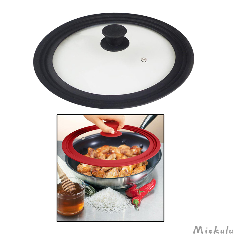 Nắp Nồi Thủy Tinh Silicone Cách Nhiệt Có Lỗ Thông Dụng Cho Nồi Hấp / Chảo / Sốt