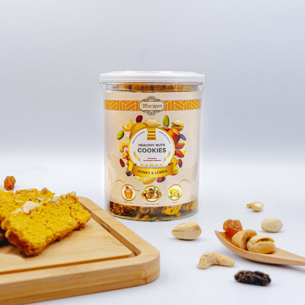 Bánh ăn kiêng Biscotti mứt chanh mật ong không đường 145g kiểm soát cân nặng béo phì giảm cân thay ngũ cốc thể thao gym