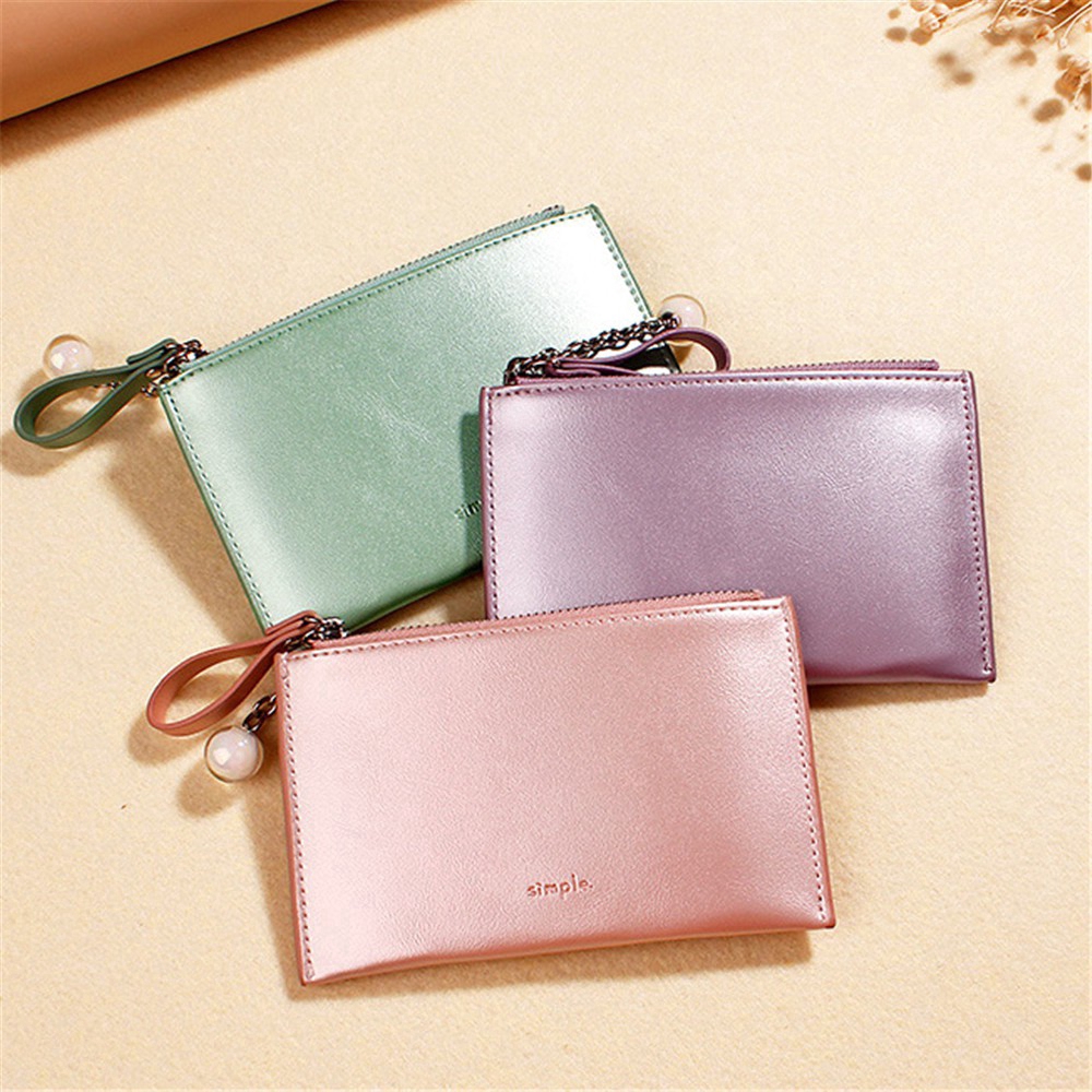 【sweet】1PC Fashion woman Wild Pearlescent Laser pu leather Purse Zipper Wallet Gifts