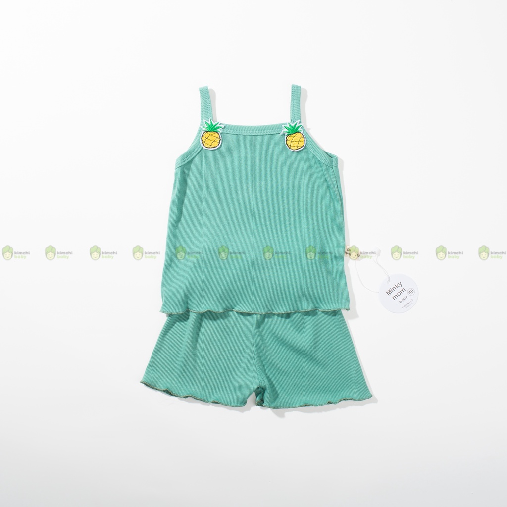Bộ 2 Dây Bé Gái Vải Thun Tăm Hoa Quả Đính Ngực Cực Xinh, Áo 2 Dây Cho Bé Gái Mặc Hè MKM2232