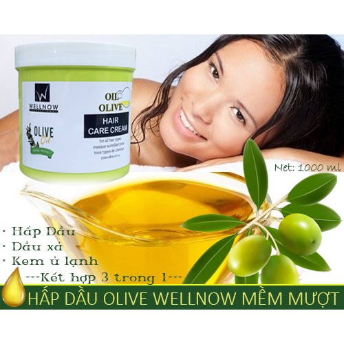 KEM Ủ TÓC HẤP DẦU TINH CHẤT OLIVE OIL WELLNOW 1000ML PLTPINKY