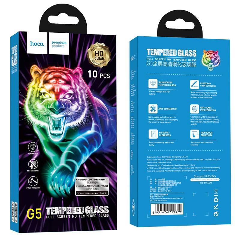 Kính Cường Lực Full Hoco G5 iP 14Prm 13Prm 12Prm 11Prm Xsmax 7-8Plus Hàng Chính Hãng Hoco