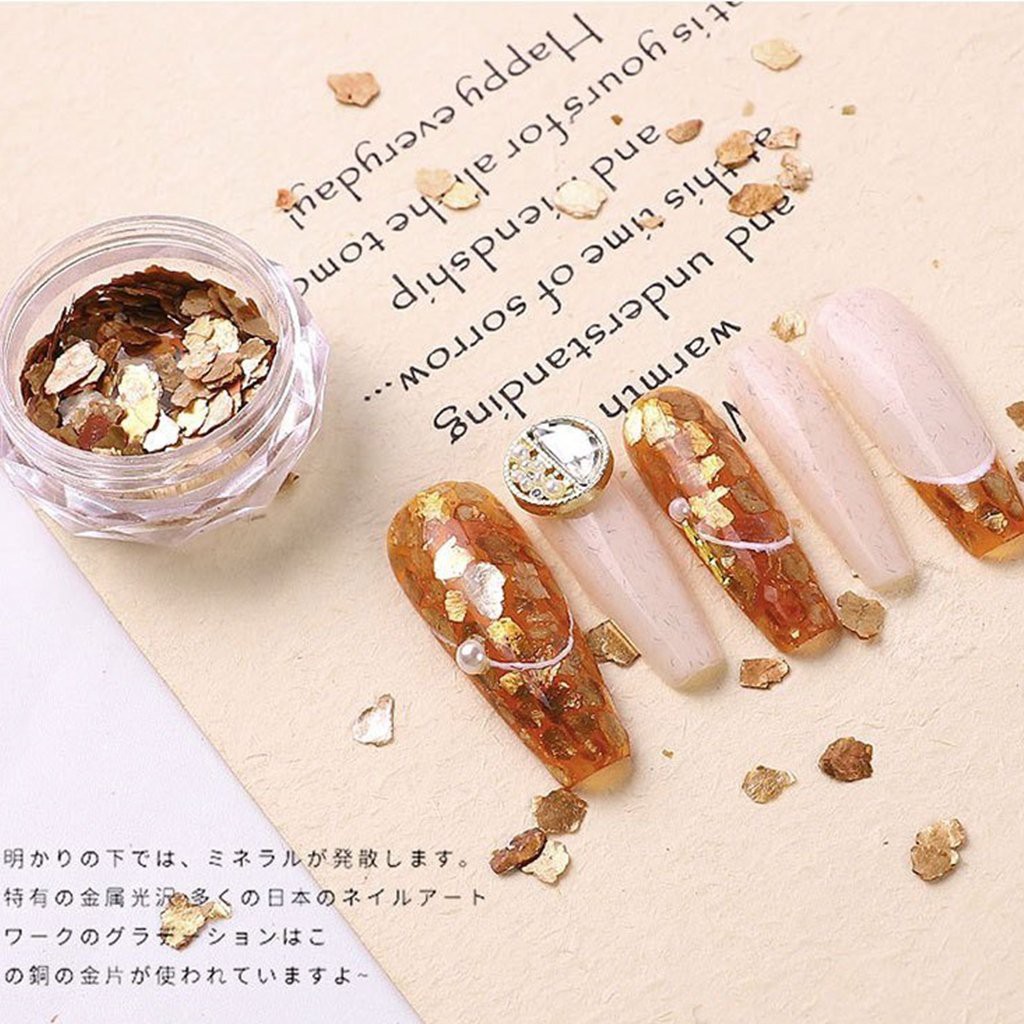 Set 6 nhũ vụn ngũ cốc nail trang trí móng tay đắp gel ẩn theo phong cách Hàn Nhật