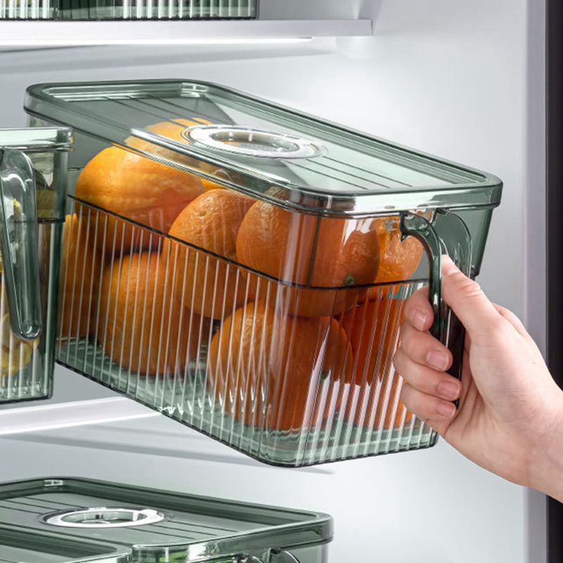Hộp Đựng Thực Phẩm Tươi Ngon Trong Suốt Có Tay Cầm Tiện Lợi Dành Cho Tủ Lạnh