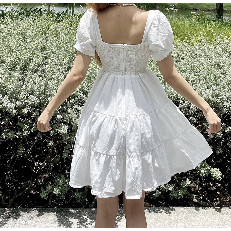 Đầm ngắn babydoll may tầng xoè