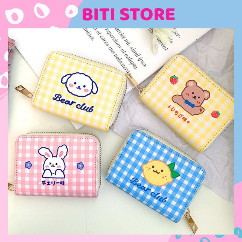 Ví Tiền, Bóp Tiền Cầm Tay Mini Da Pu Caro In Hình Hoạt Hình Dễ Thương BiTi VMN321