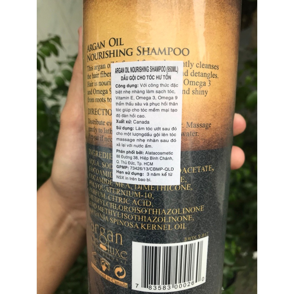 Bộ dầu gội xả Argan Deluxe Nourishing Oil phục hồi tóc hư tổn 1000mlx2 Dầu gội Deluxe hương thơm nước hoa