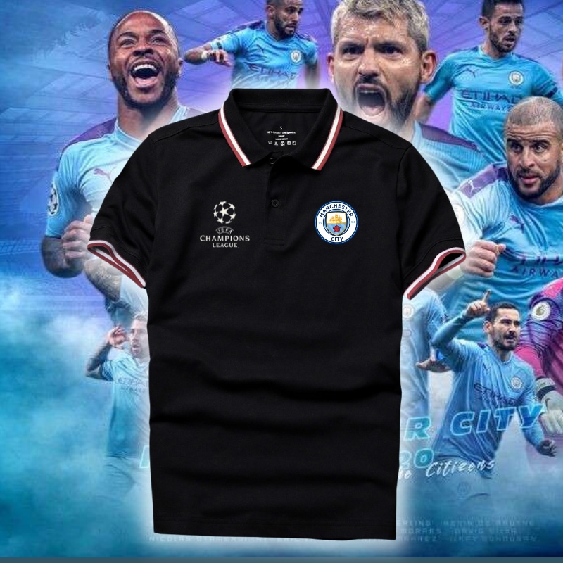 áo polo nam clb manchester city , áo thun thể thao bóng đá có cổ MC siêu đẹp, chất vải cotton cá xấu gai mịn co dãn tốt