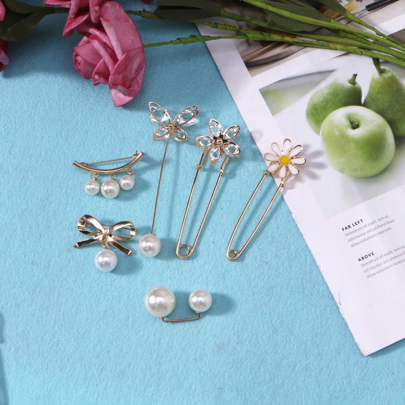Ghim Cài Áo Đính Ngọc Trai Nhân Tạo Chống Chói Thời Trang Cho Nữ