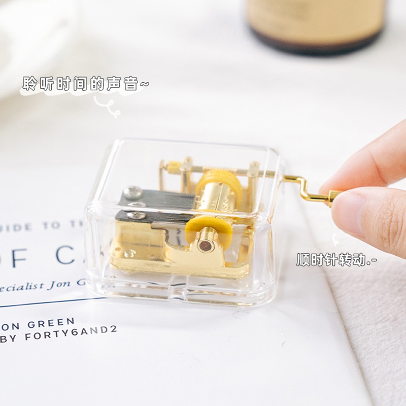 Hộp Nhạc Mini Trong Suốt Có Tay Quay Dành Cho Trẻ Em