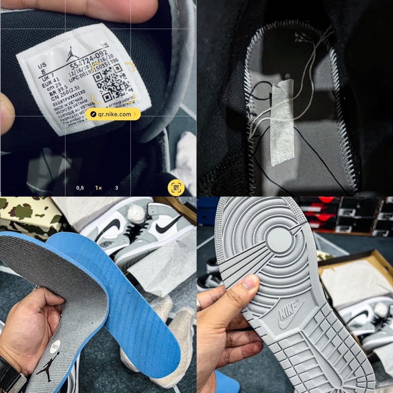 Giày Jordan 1 cổ cao, jd1 cao cổ xám Smoker Grey, bản chuẩn Trung