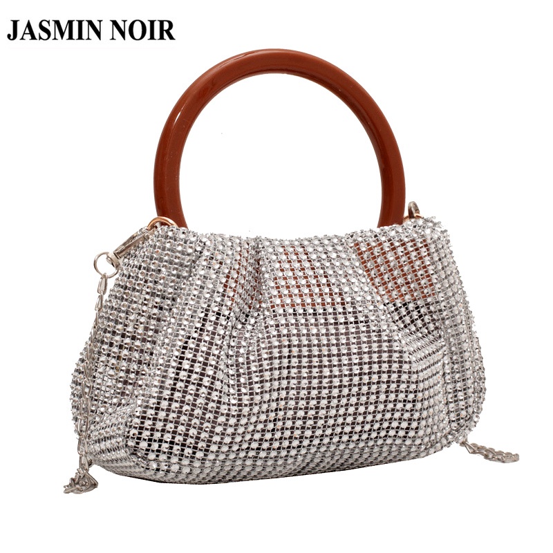 Túi Đeo JASMIN NOIR Chéo Nắp Gập Đính Kim Cương Giả Xinh Xắn Thời Trang Cho Nữ