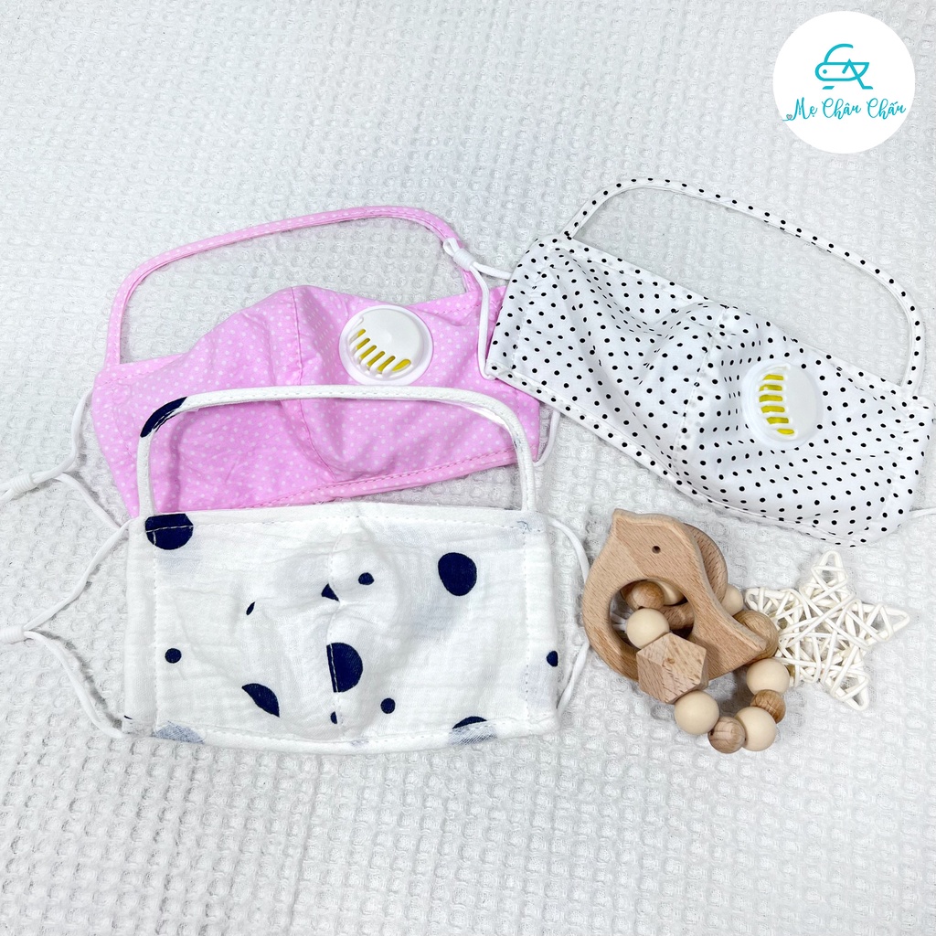 Khẩu Trang Xô Muslin Organic Yume Có Kính Chống Giọt Bắn  Cho Trẻ Em (Có Size Bé Từ 3 Tháng Đến 10 Tuổi)