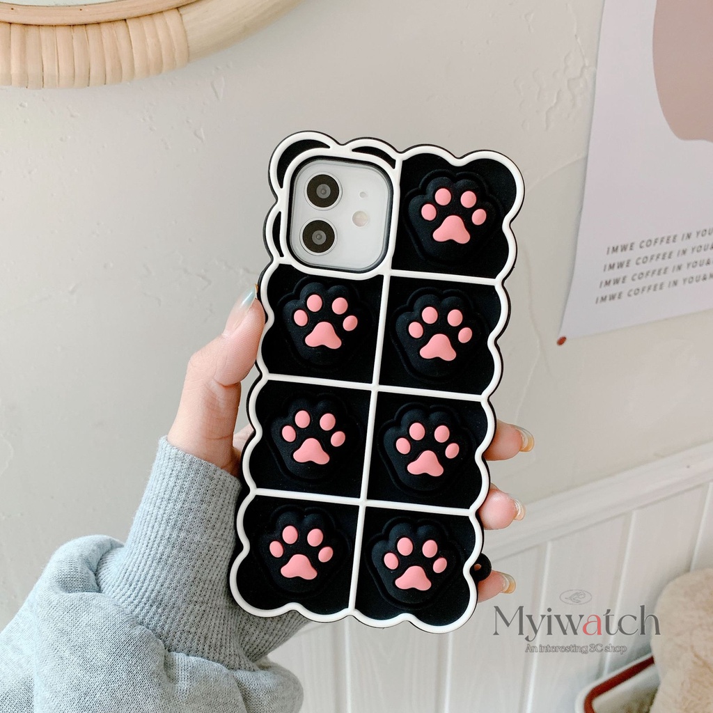 Ốp điện thoại silicon mềm thiết kế chân mèo nhấn giảm căng thẳng xinh xắn cho iPhone13 12 11 Pro XS Max XR X 6 7 8 Plus