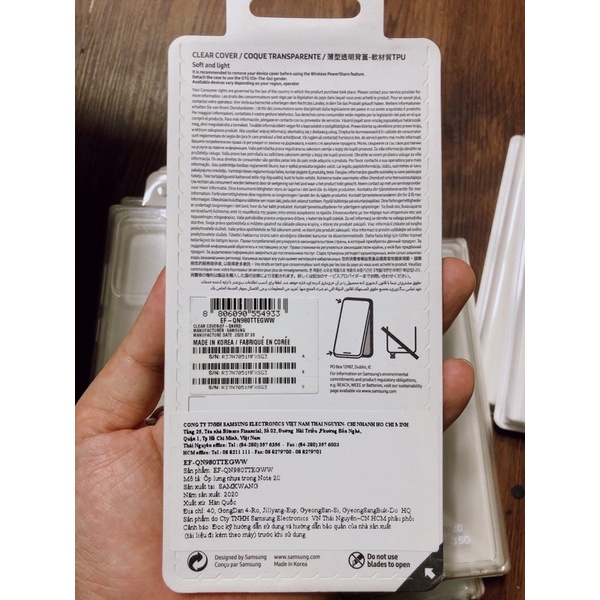 Ốp lưng Galaxy Note 20, Galaxy Note 20 5G CLEAR COVER Hàng Chính Hãng Nguyên Seal
