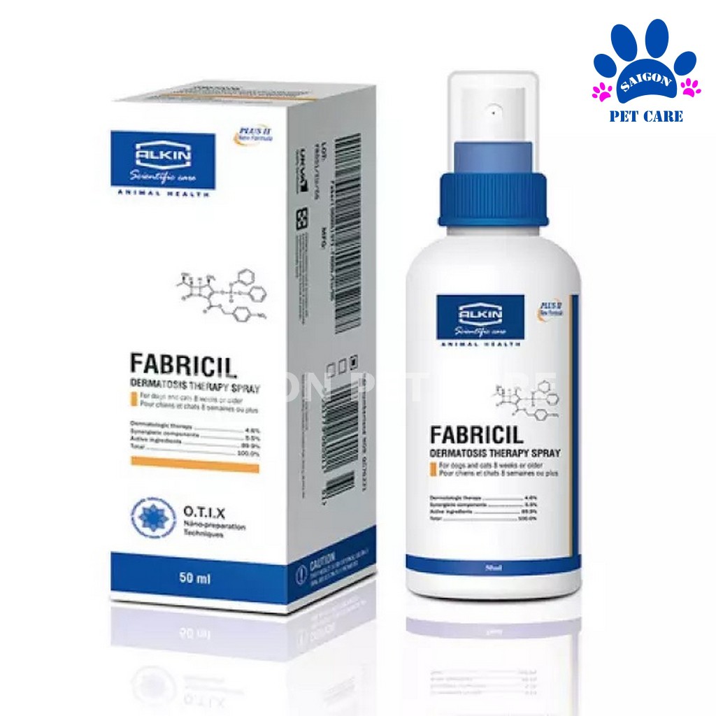 Thuốc xịt trị ghẻ, viêm da mưng mủ Alkin Fabricil cho chó mèo
