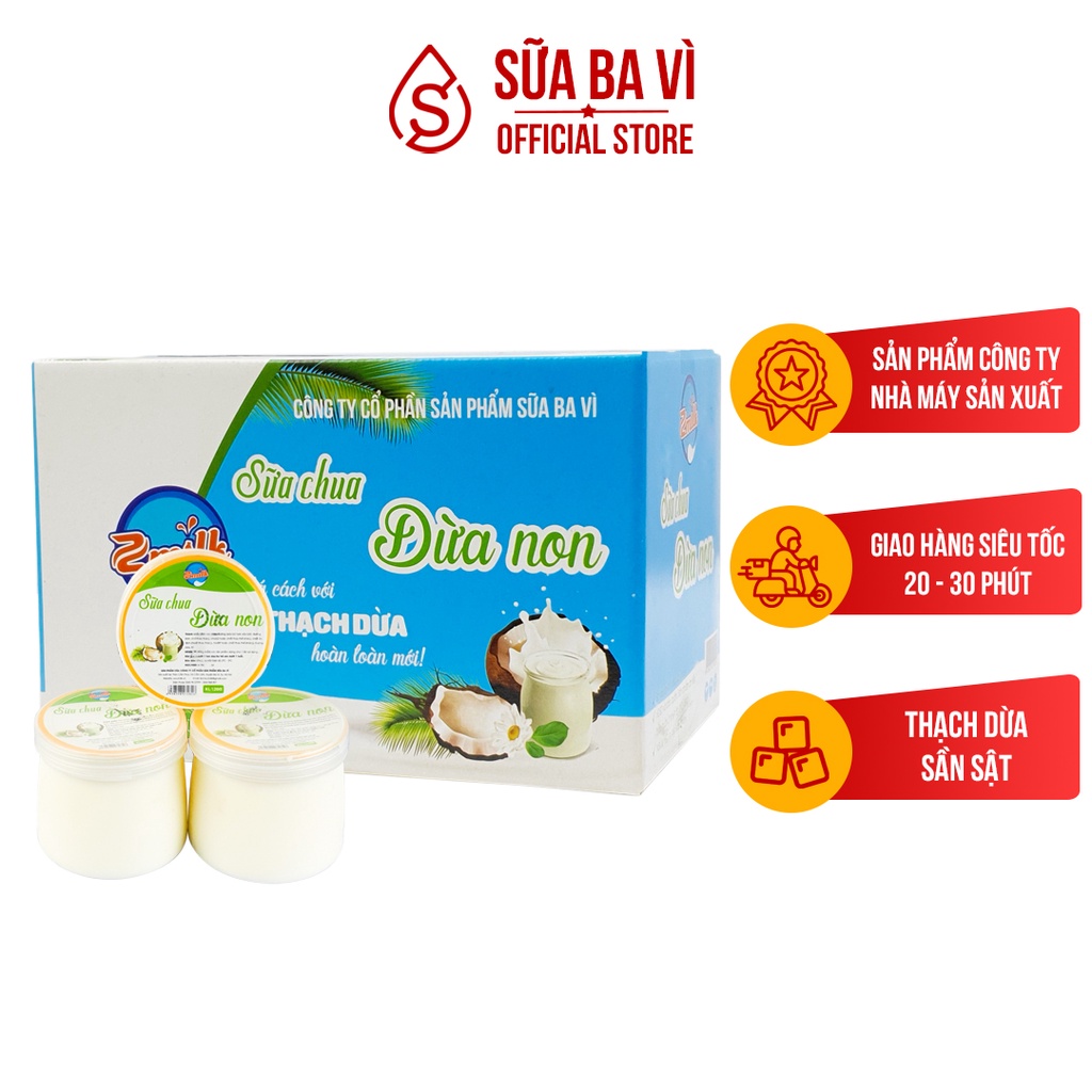 Sữa Chua Dừa Non Ba Vì - Zmilk - Hộp 12 Hũ