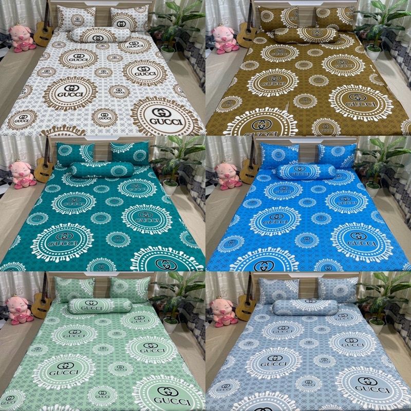 Bộ Drap thun Hàn Quốc mẫu Chanel phối 4 món