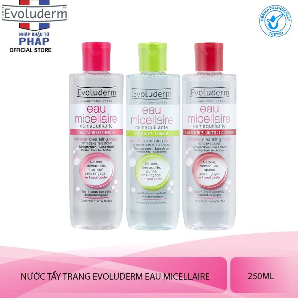 Nước tẩy trang Evoluderm Micellar Cleansing Water 250ml (Tùy chọn) Anna Cosmetics