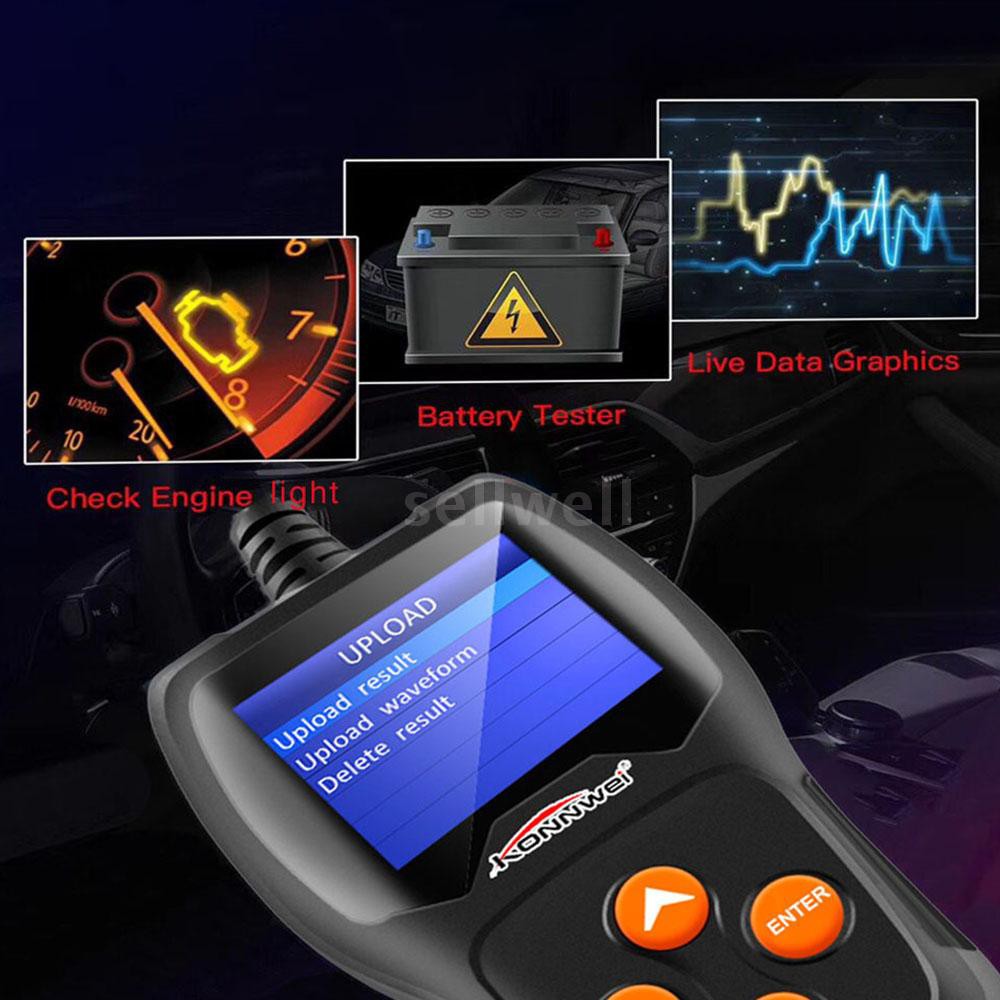 S&W KONNWEI Professional Car Battery Tester  on Cranking System, Charging System 100-2000 CCA 220AH Auto Battery