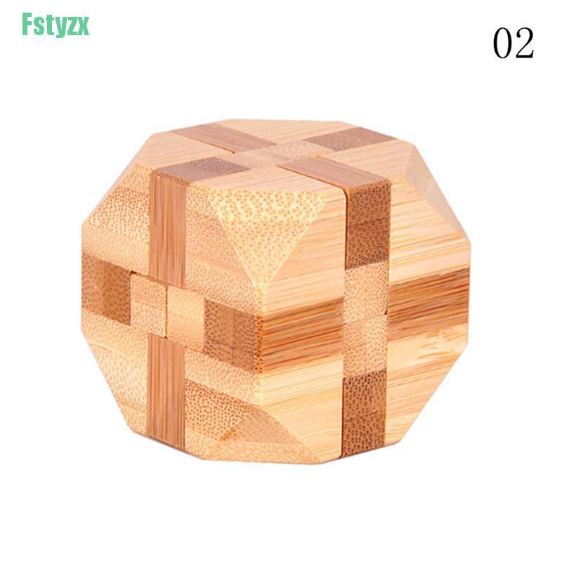 fstyzx Fashion IQ Brain Teaser Kong Ming Lock Wooden Interlocking Burr 3D Puzzles Game Toy Gift