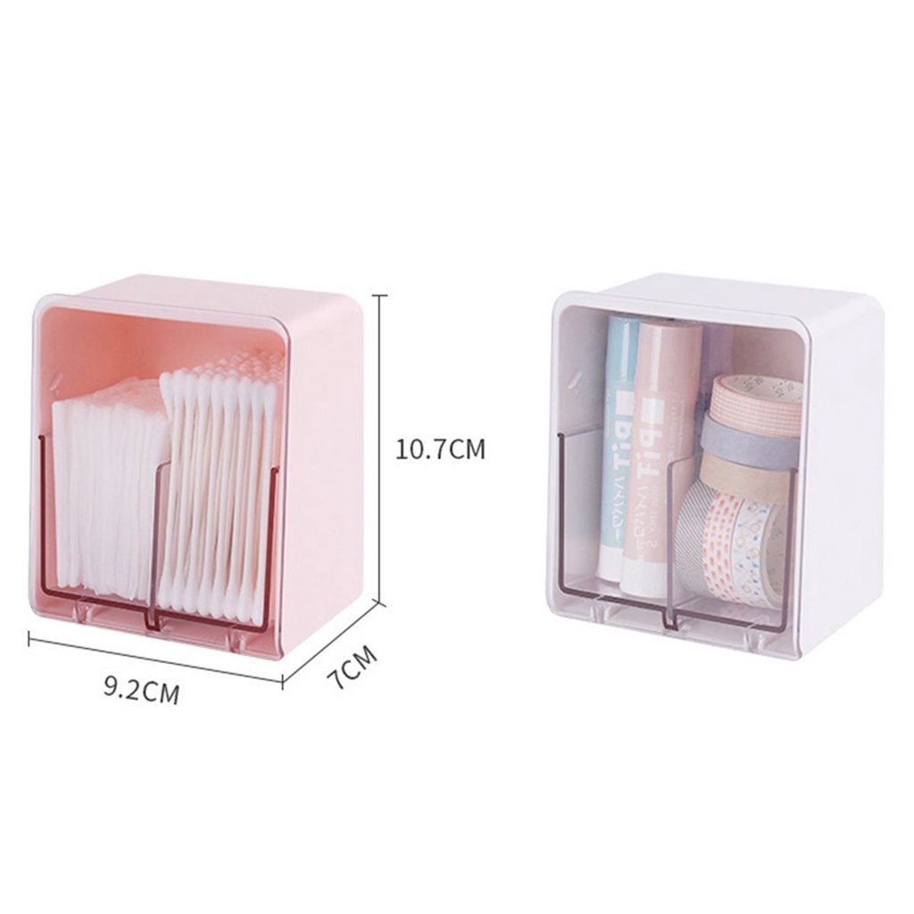 Hộp đựng tăm bông / mỹ phẩm gắn tường bằng acrylic trong suốt chống bụi có nắp đậy tiện lợi