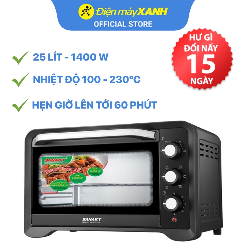 [Mã ELHADEV giảm 4% đơn 300K] Lò nướng Sanaky VH259S2D 25 lít