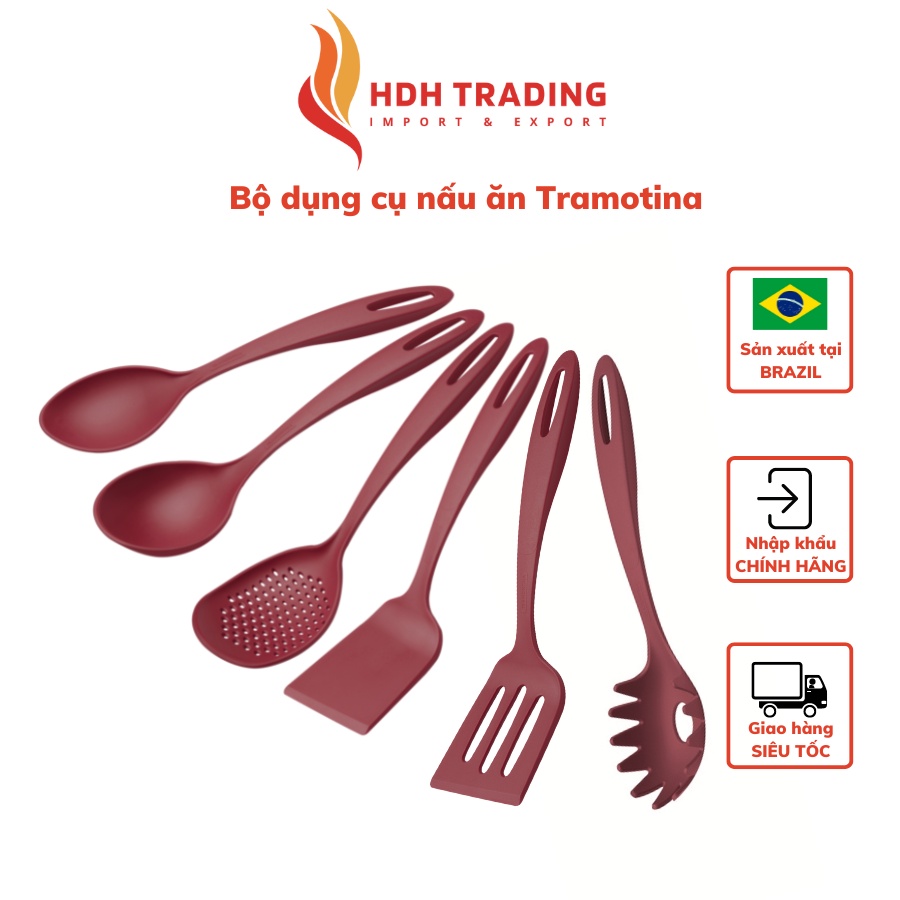 Dụng cụ muôi vá nấu ăn Tramontina chất liệu nhựa cao cấp chịu nhiệt nhập khẩu chính hãng Brazil