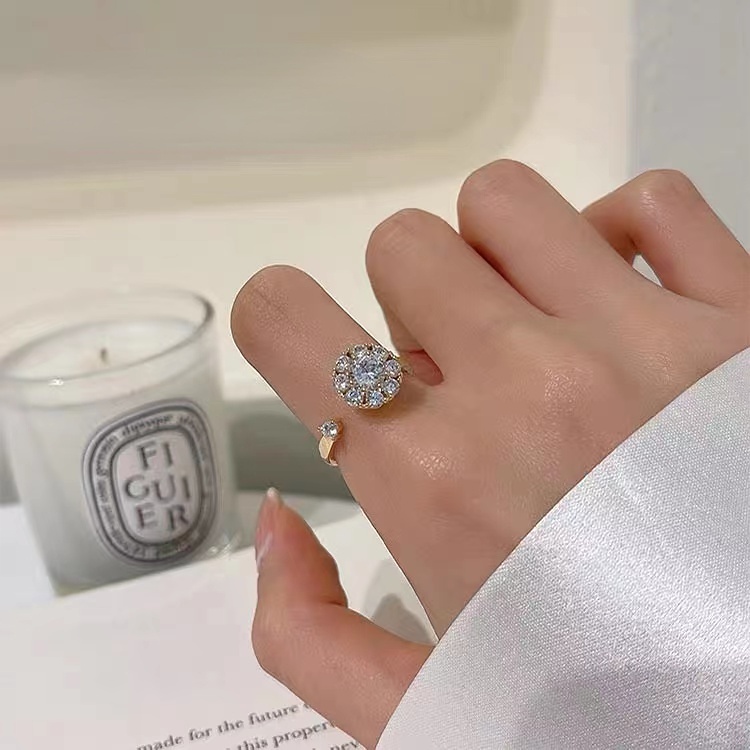 Nhẫn Hở Đính Đá Kim Cương Nhân Tạo Thời Trang Dành Cho Nữ