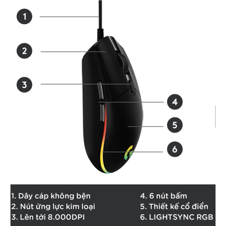 Chuột gaming LOGITECH G102 ,Chuột chơi game có led Rgp Độ Chính Xác Cao 8000dpi,tặng kèm bàn di chuột bảo Hành 12 tháng