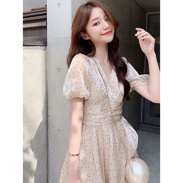 {Nhiều màu} Váy vạt chéo tay cánh tiên nhấn eo xuất Âu
