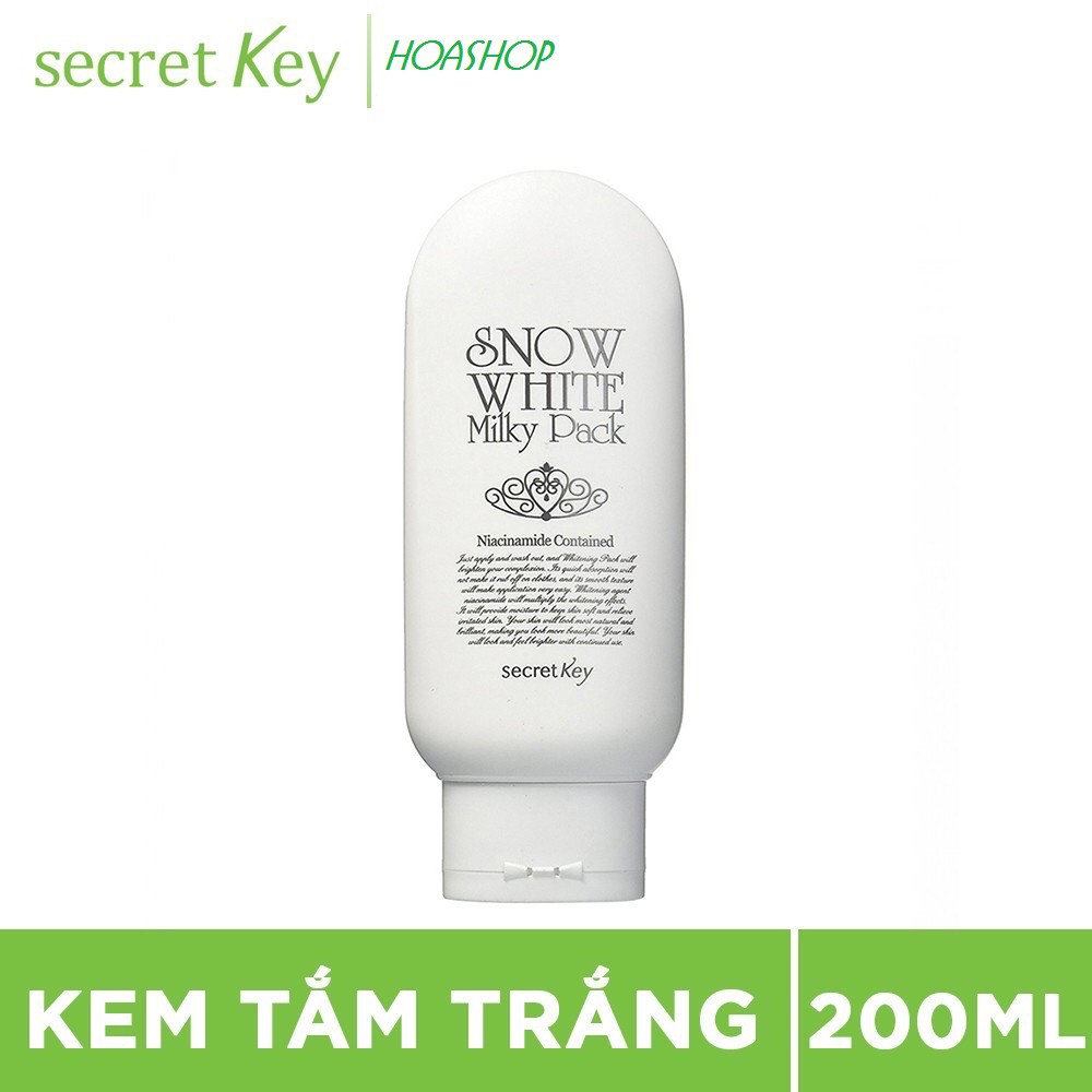 Kem Tắm Trắng Mặt và Toàn Thân Secret Key Snow White Milky Pack 200g