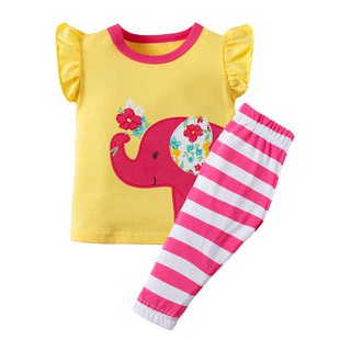 (19-21kg) Mã 3155 set đồ hè quần lửng voi hồng của Jumping Bean cho bé gái