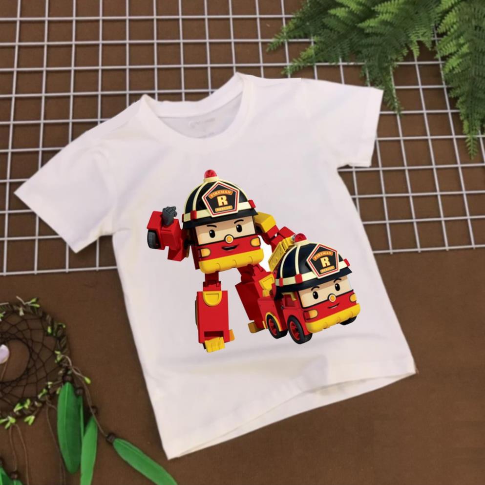 Áo Thun In Hình Robocar Poli Và Những Người Bạn Cứu Hỏa Cứu Thương Dành Cho Bé Trai Bé Gái