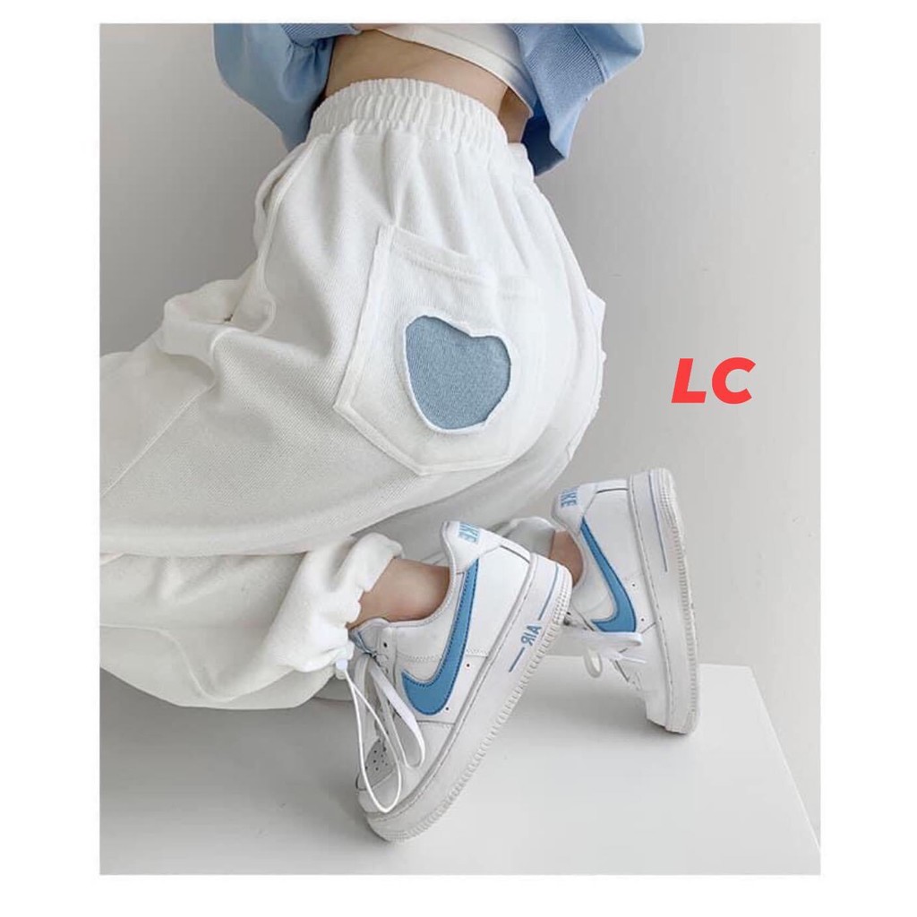 [Mã FAMAYWA giảm 10K đơn 50K] Quần nỉ bo chun in hình trái tim / Quần jogger ống rộng in hình trái tim | BigBuy360 - bigbuy360.vn