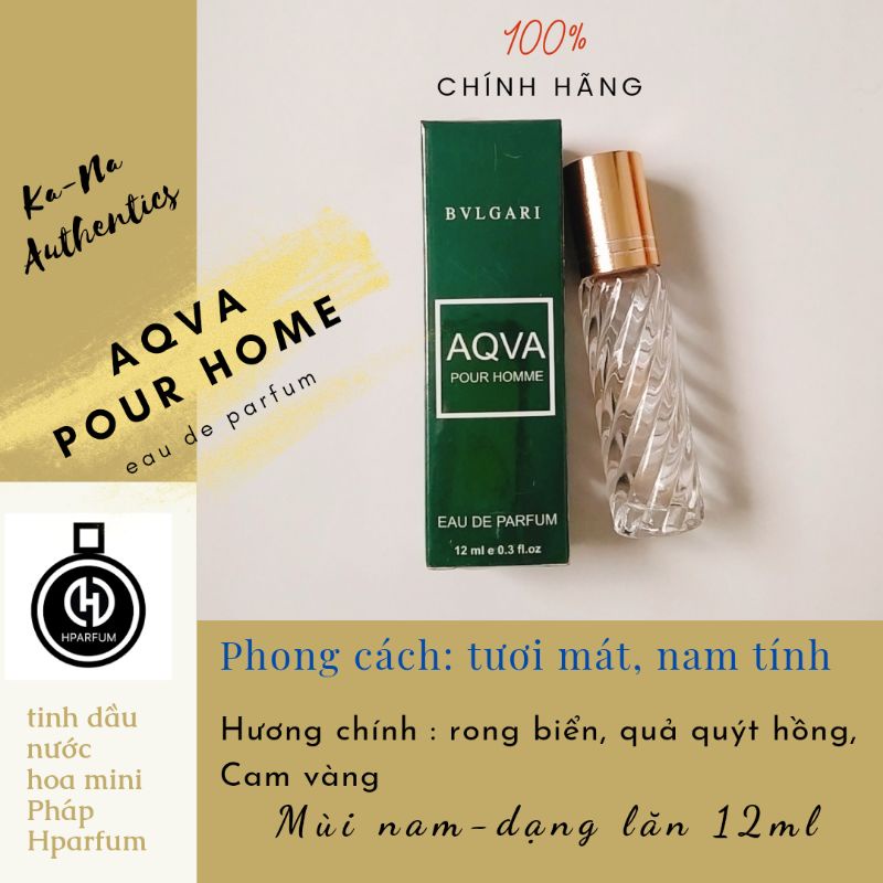 Aqva pour home nước hoa nam dạng lăn 12ml, Tinh dầu nước hoa mini Pháp Hparfum | BigBuy360 - bigbuy360.vn
